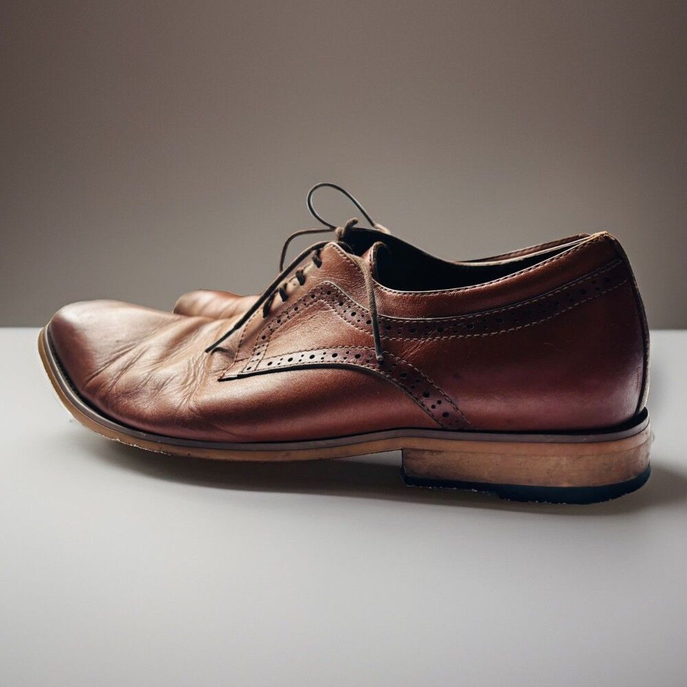 Stacy Adams Dickens Men’s 12 M Cognac Brown Leather Cap Toe Oxford Dress Shoes